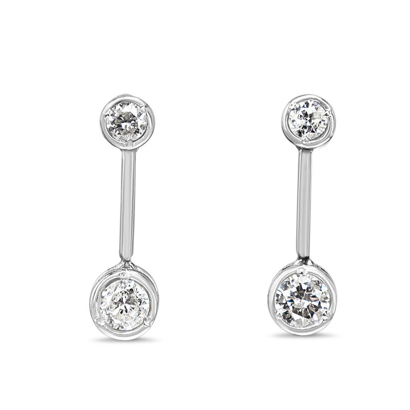 Platinum Bezel Diamond Drop Earrings