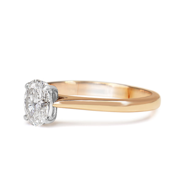 18ct Rose and White Gold Oval Solitaire Ring