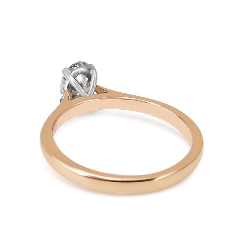 18ct Rose and White Gold Oval Solitaire Ring