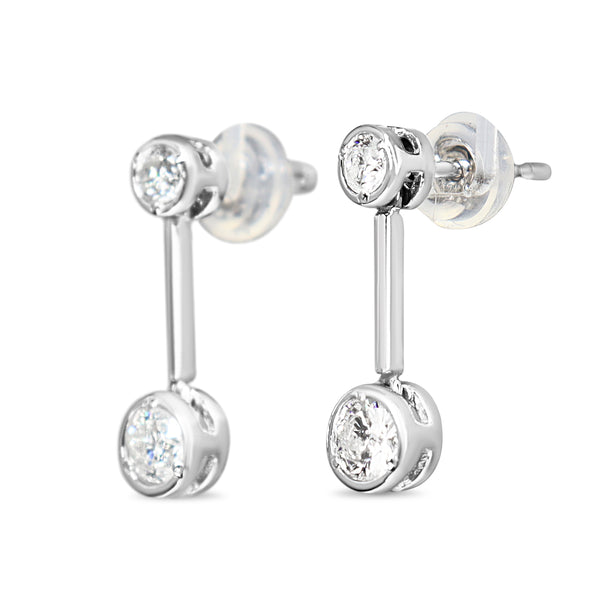 Platinum Bezel Diamond Drop Earrings
