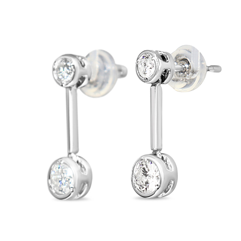 Platinum Bezel Diamond Drop Earrings