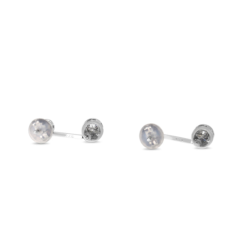 Platinum Bezel Diamond Drop Earrings
