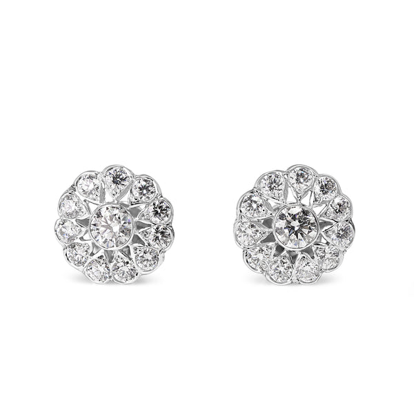 18ct White Gold Art Deco Style Diamond Stud Earrings