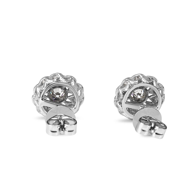 18ct White Gold Art Deco Style Diamond Stud Earrings