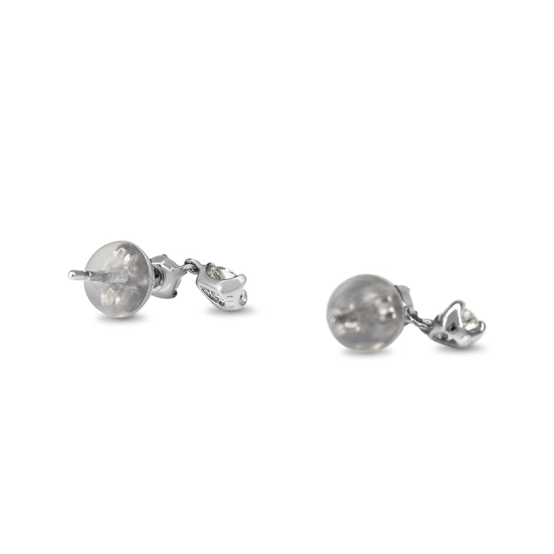 Platinum Round and Pear Diamond Drop Earrings