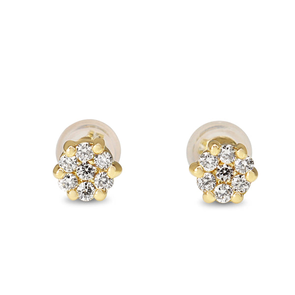 18ct Yellow Gold .20ct Cluster Diamond Earrings