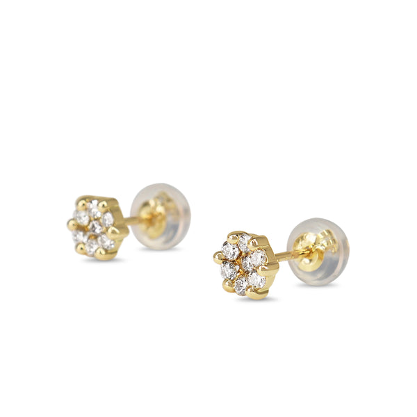 18ct Yellow Gold .20ct Cluster Diamond Earrings