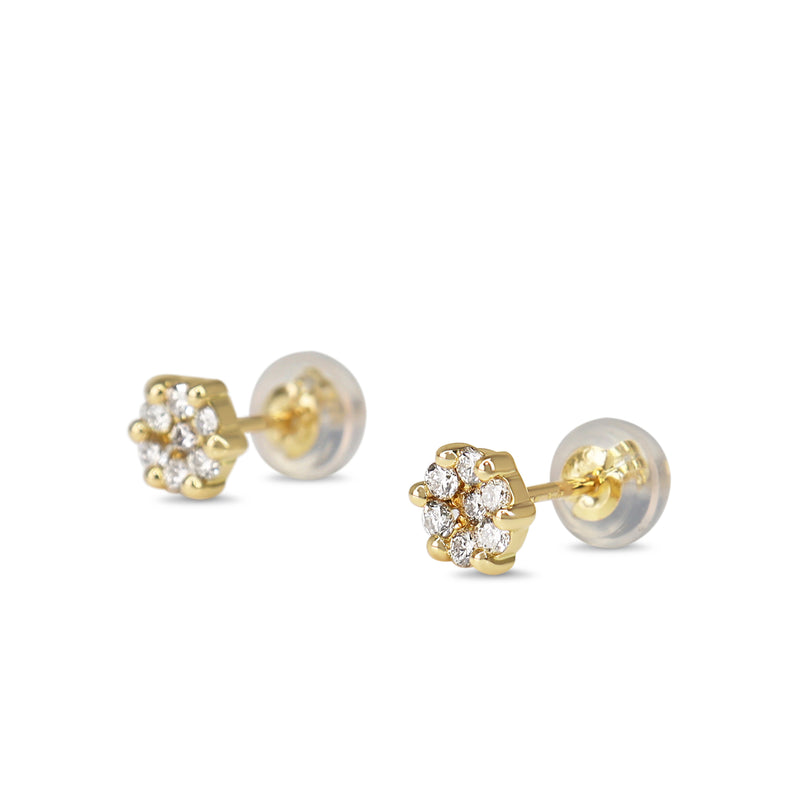 18ct Yellow Gold .20ct Cluster Diamond Earrings