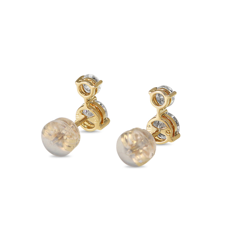 18ct Yellow Gold Double Diamond Drop Earrings