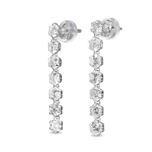 18ct White Gold 2.15ct Diamond Dangle Drop Earrings