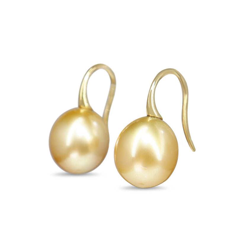 18ct Yellow Gold 12.5mm Golden South Sea Pearl Earrings