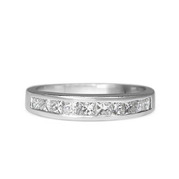 Platinum Princess Cut Channel Set Diamond Band Ring
