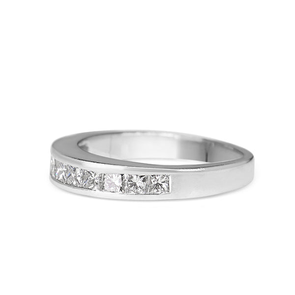 Platinum Princess Cut Channel Set Diamond Band Ring