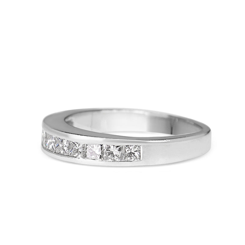 Platinum Princess Cut Channel Set Diamond Band Ring