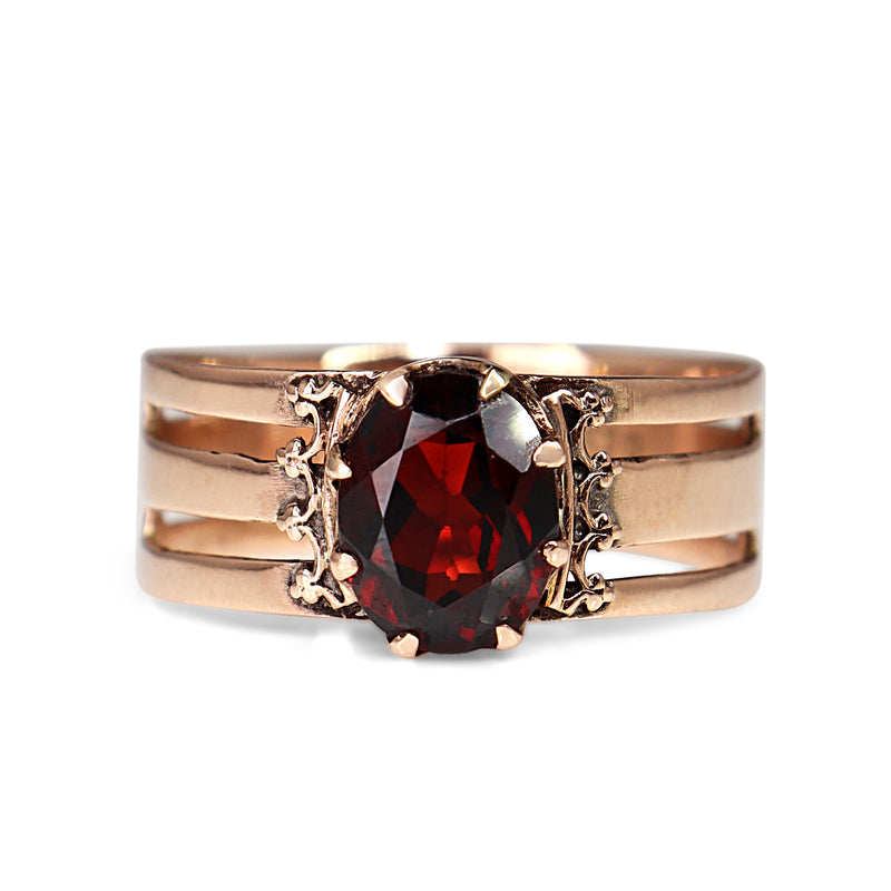 9ct Rose Gold Antique Garnet Ring