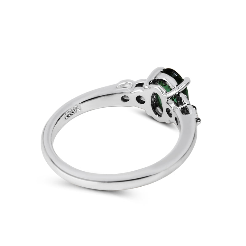 Platinum Green Tourmaline (Verdalite) and Diamond 5 Stone Ring