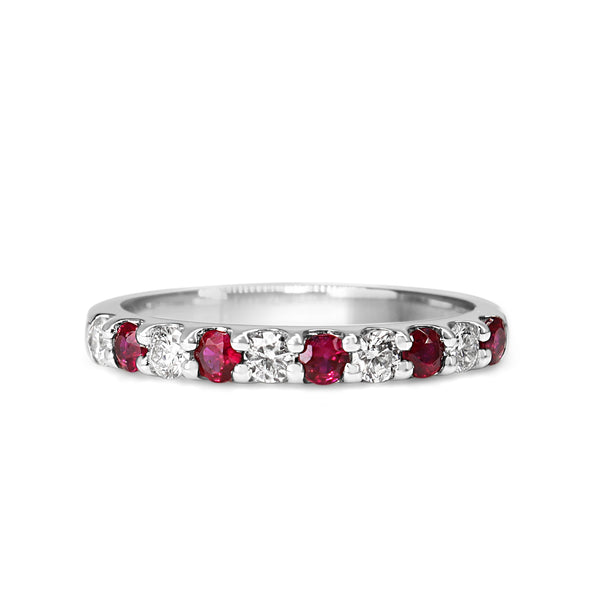 Platinum Ruby and Diamond Band Ring