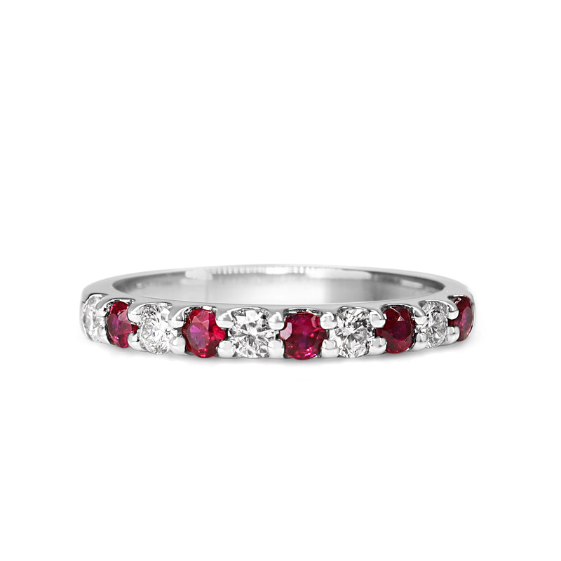 Platinum Ruby and Diamond Band Ring