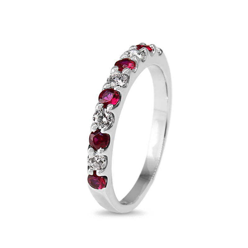 Platinum Ruby and Diamond Band Ring