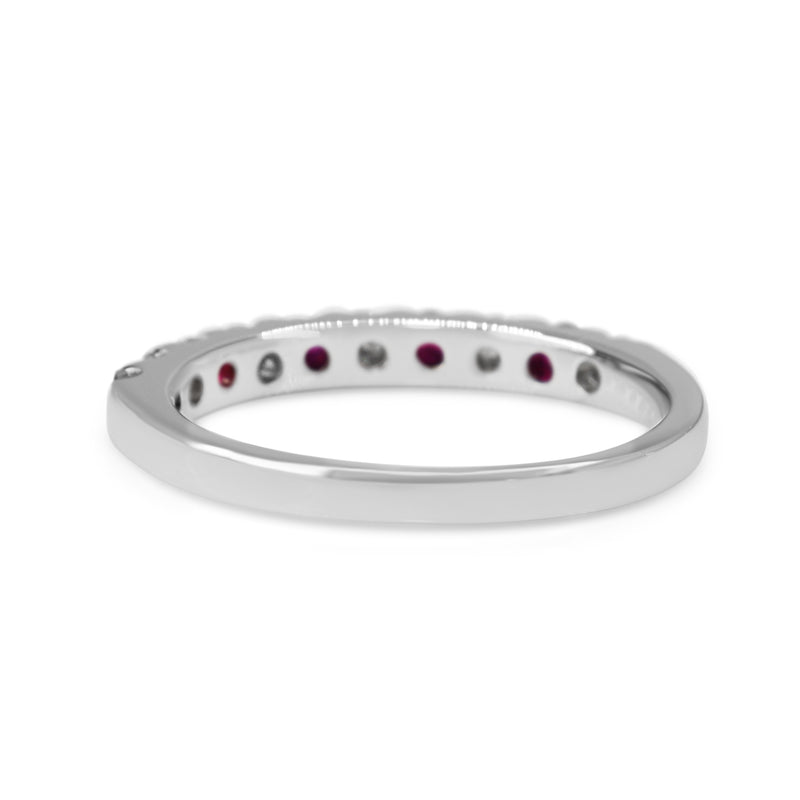 Platinum Ruby and Diamond Band Ring