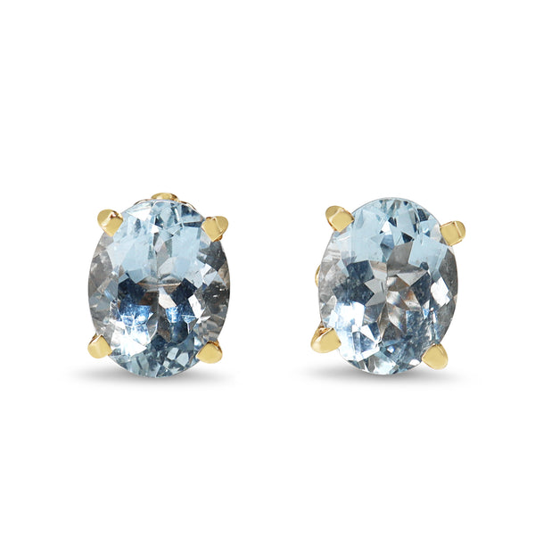 14ct Yellow Gold Aquamarine and Diamond Earrings