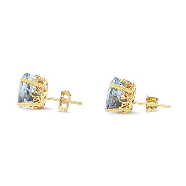 14ct Yellow Gold Aquamarine and Diamond Earrings