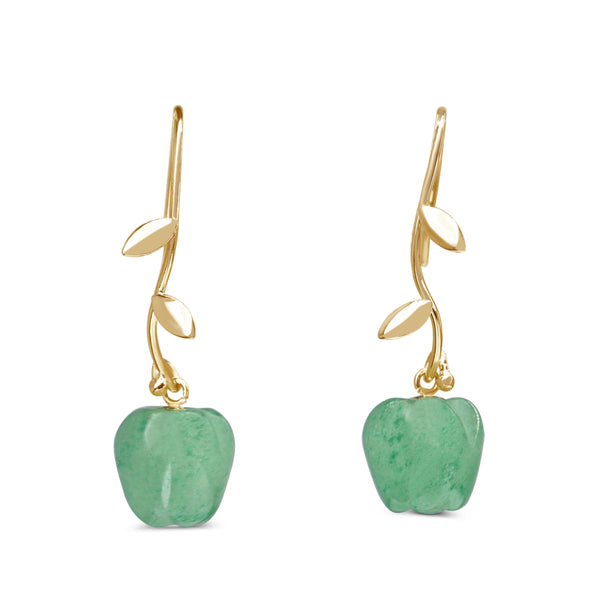 18ct Yellow Gold Green Quartz Apple Earrings