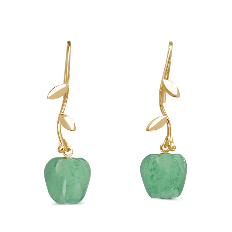 18ct Yellow Gold Green Quartz Apple Earrings