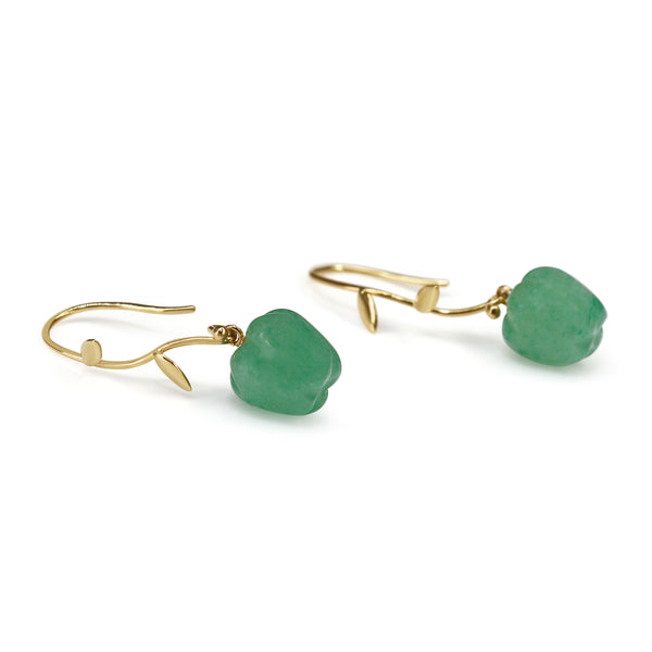 18ct Yellow Gold Green Quartz Apple Earrings