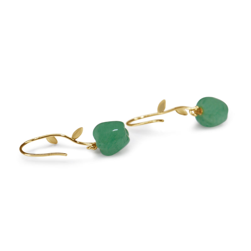 18ct Yellow Gold Green Quartz Apple Earrings