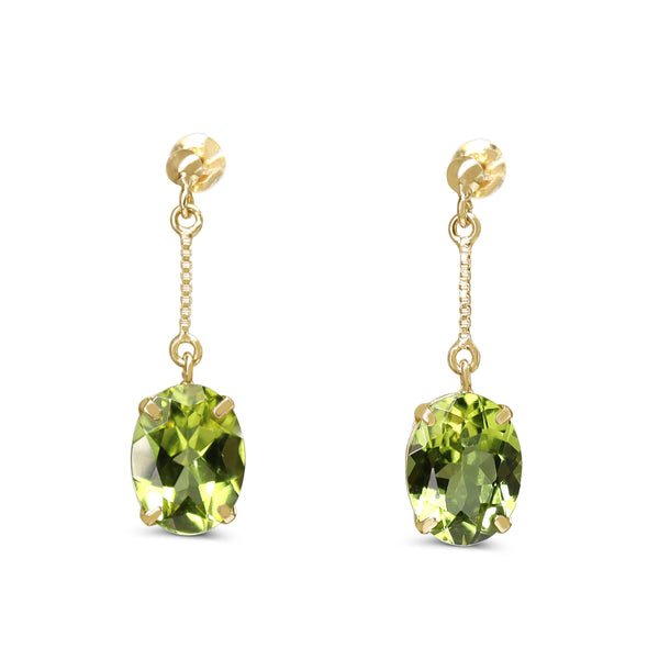 18ct Yellow Gold Peridot Drop Earrings