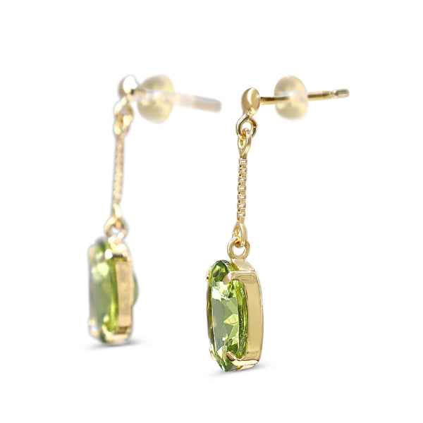 18ct Yellow Gold Peridot Drop Earrings