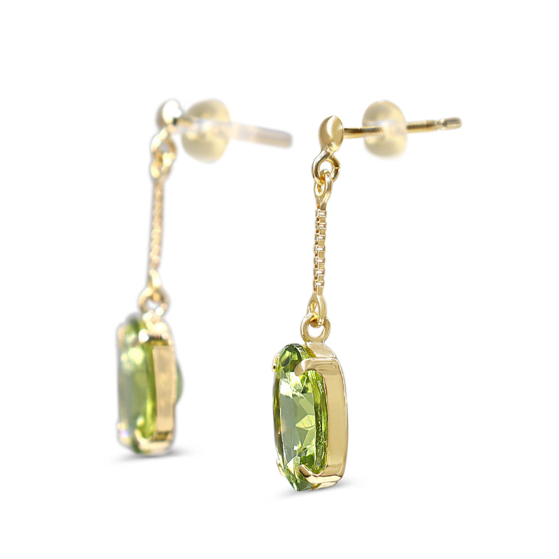18ct Yellow Gold Peridot Drop Earrings