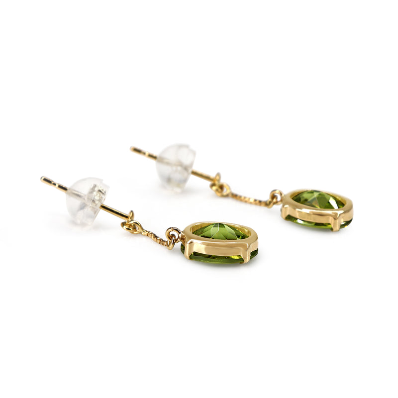 18ct Yellow Gold Peridot Drop Earrings