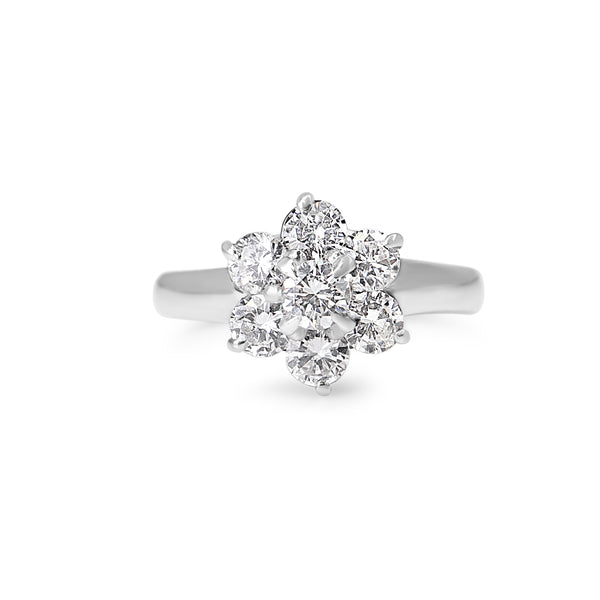Platinum Vintage Diamond Daisy Cluster Ring