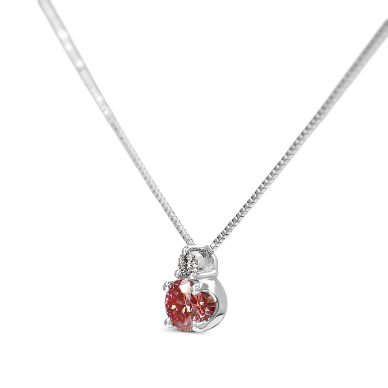 Platinum Treated Pink and White Diamond Necklace