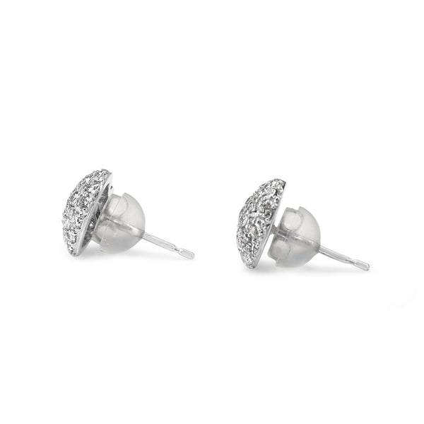 18ct White Gold Pavé Diamond Heart Stud Earrings