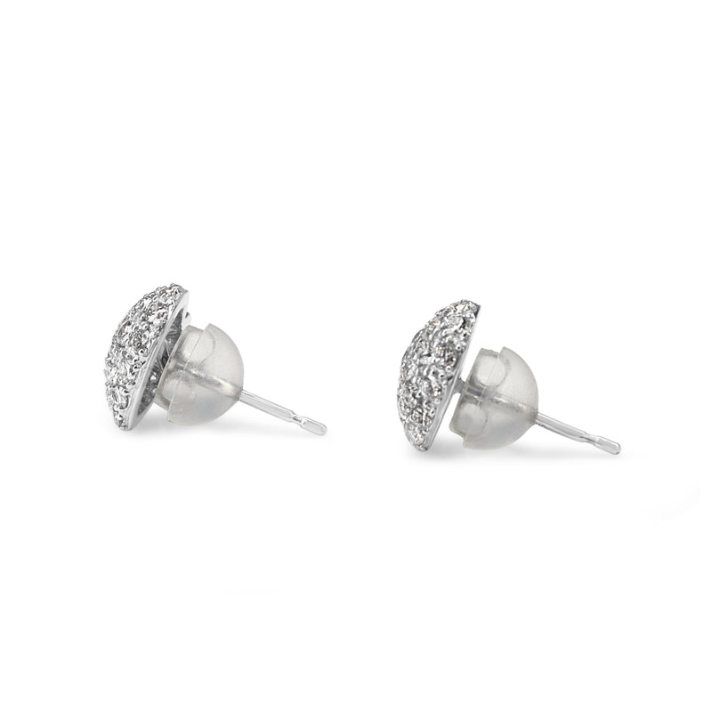 18ct White Gold Pavé Diamond Heart Stud Earrings