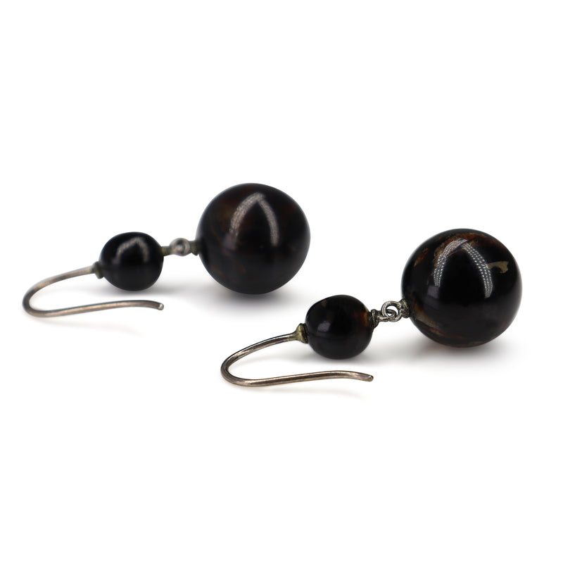 9ct Yellow Gold and Silver Piqué Antique Earrings