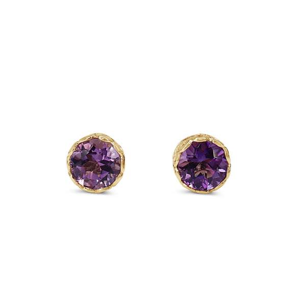 9ct Yellow Gold Filigree Amethyst Stud Earrings