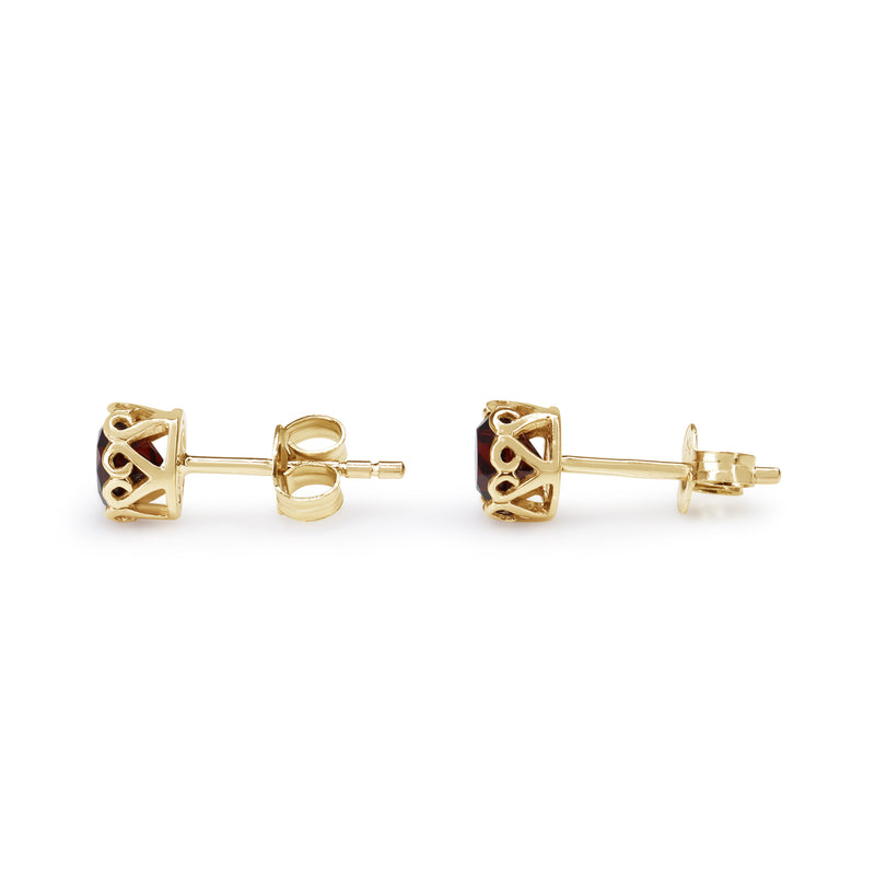 9ct Yellow Gold Filigree Garnet Stud Earrings