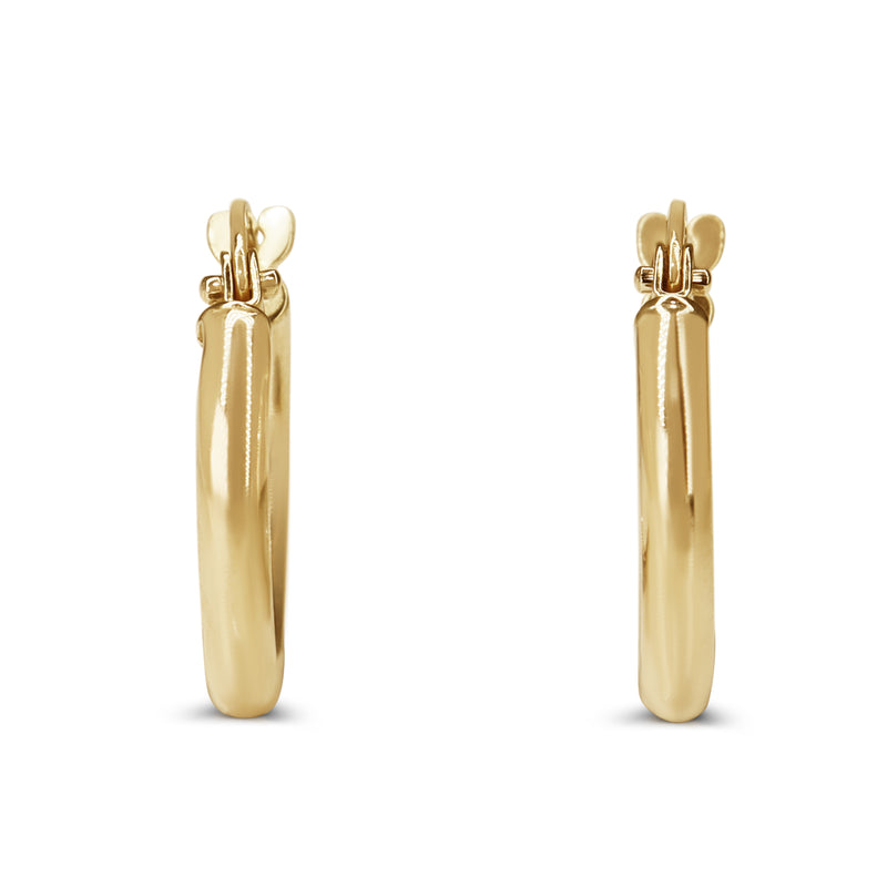9ct Yellow Gold Thin 15mm Hoop Earrings
