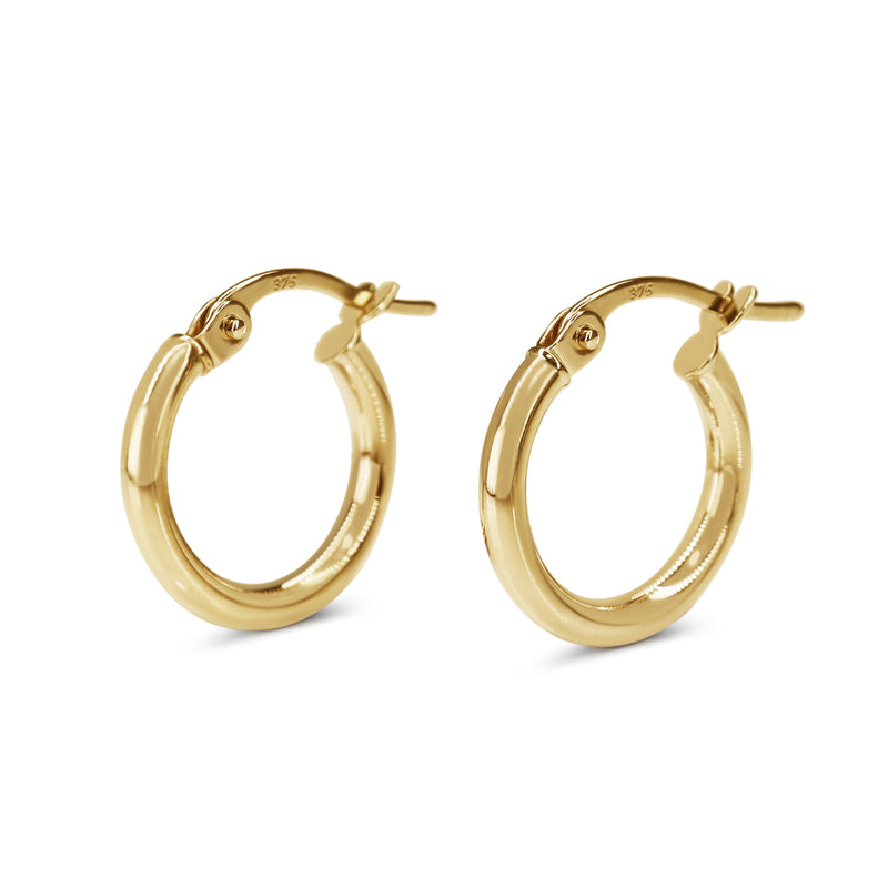 9ct Yellow Gold Thin 15mm Hoop Earrings