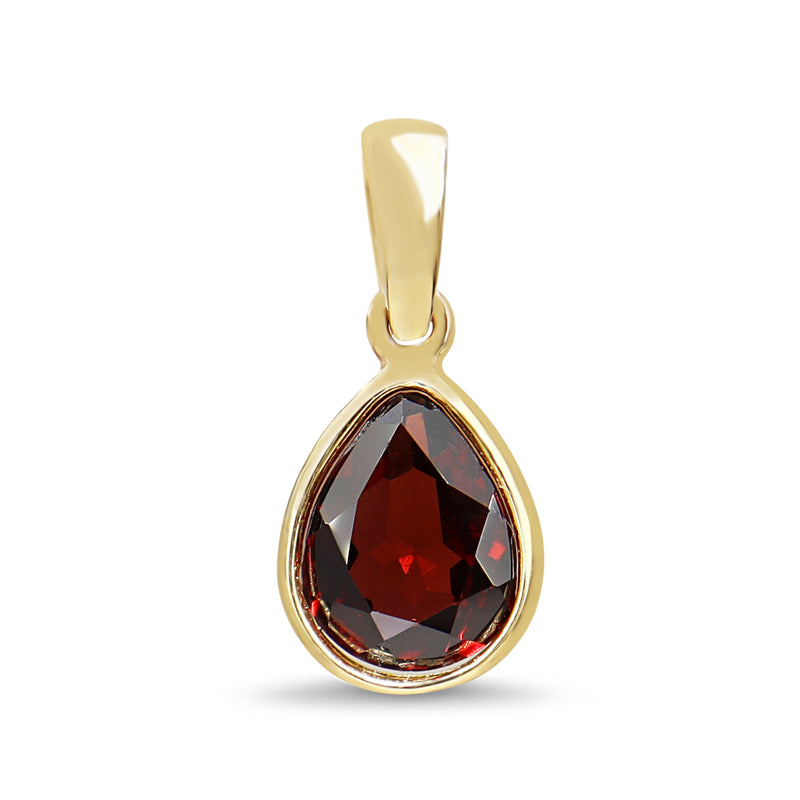 9ct Yellow Gold Garnet Pear Shaped Pendant