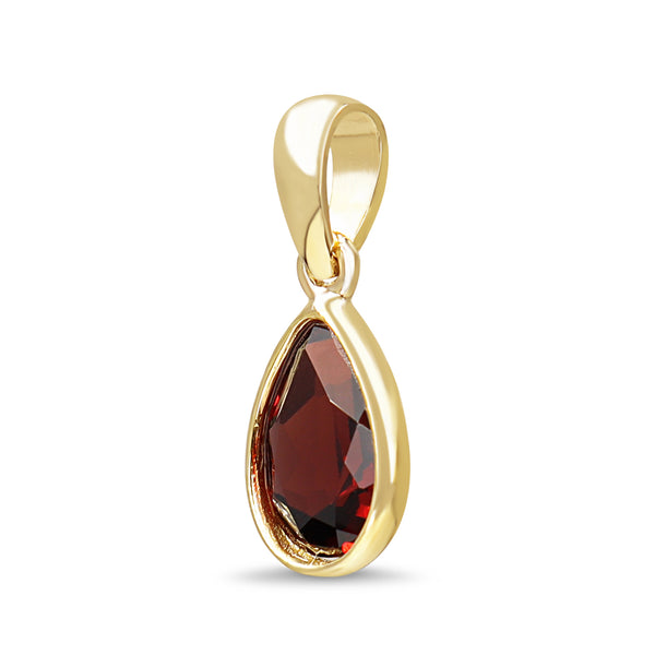 9ct Yellow Gold Garnet Pear Shaped Pendant