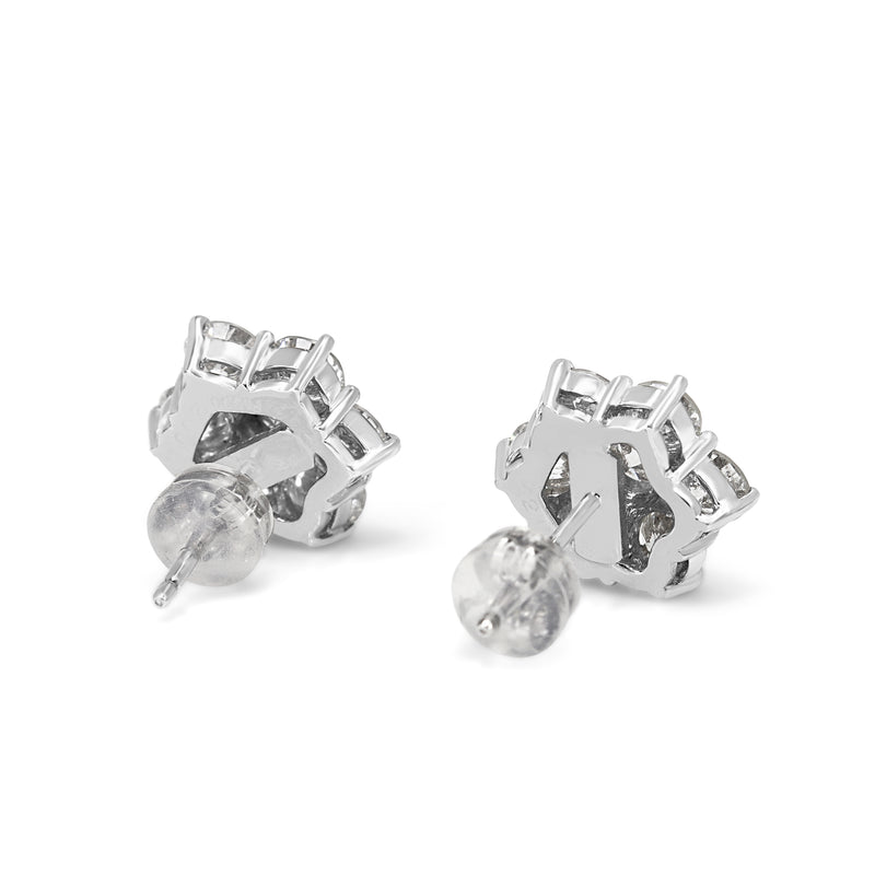 Platinum 4.00ct Diamond Flower Style Cluster Earrings