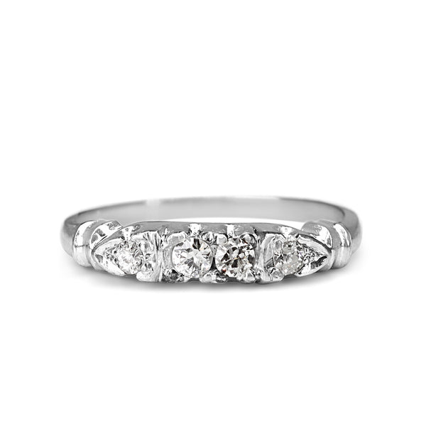 Platinum Old Cut Diamond Band Ring