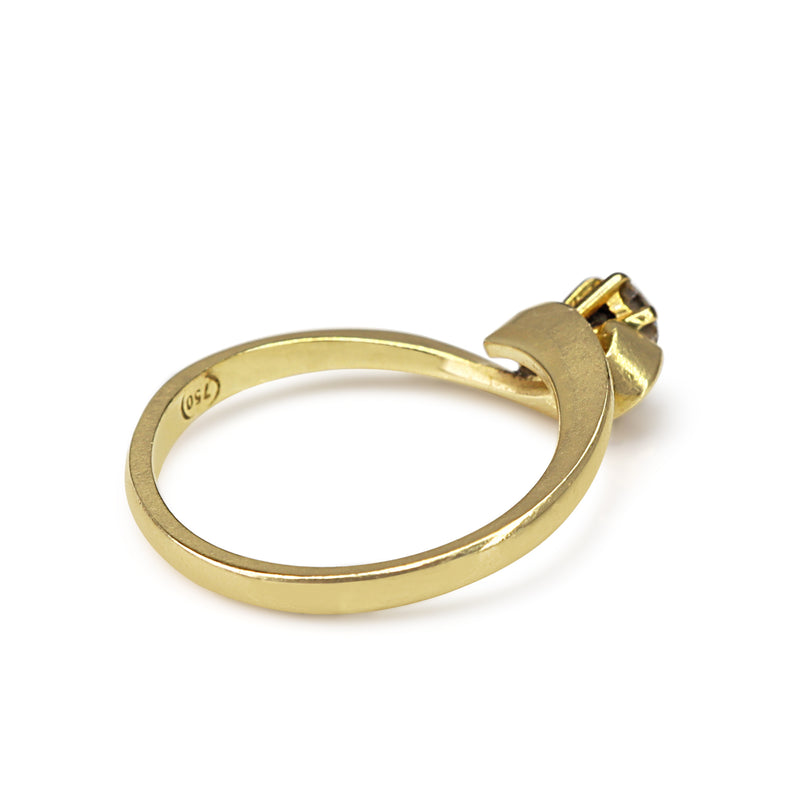 18ct Yellow Gold Twist Diamond Solitaire Ring