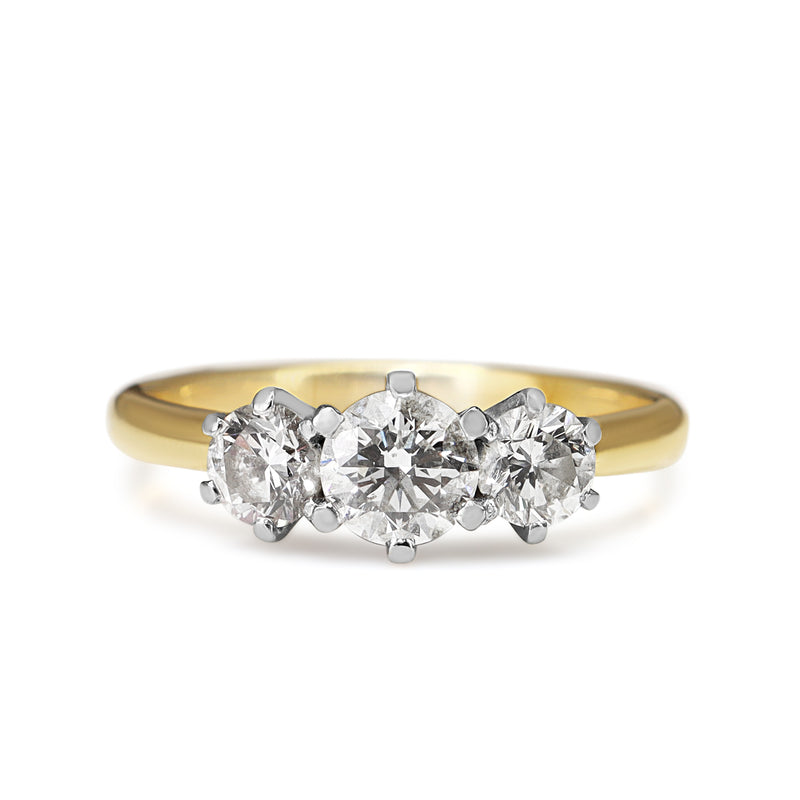 18ct Yellow and White Gold 3 Stone Diamond Ring