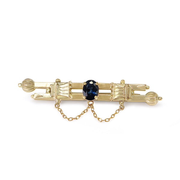 9ct Yellow Gold Antique Sapphire Brooch